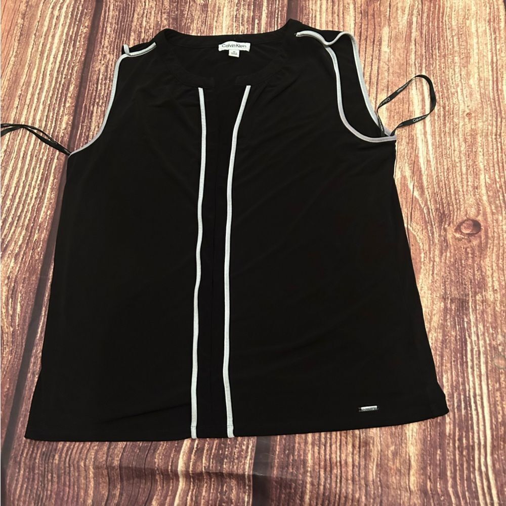Women’s Calvin Klein Black Grey Tank Blouse Size Medium